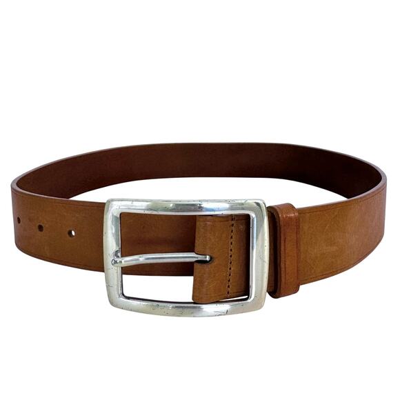 Neiman Marcus Genuine Brown Leather Women’s Belt Square Silver Tone Buckle | S main image 4